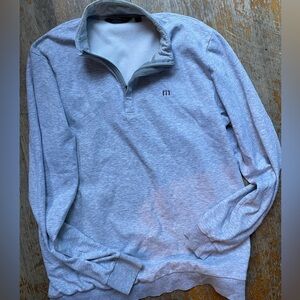 Gray pullover with zipper neck